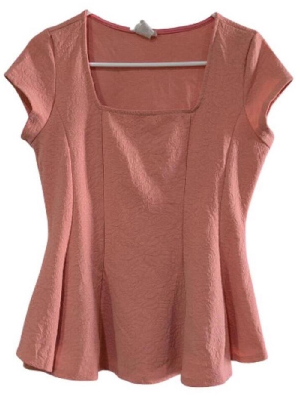 Poetry Women's Jacquard Peplum Top in Salmon Pink,  Small